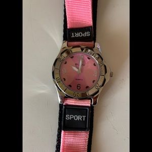 Bijou Bijou Pink & Black Large Faced Sport Watch